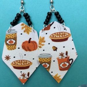 Beaded leather earrings